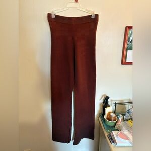 Good American Red and Black Ribbed Flare Pants, Sz 3 (Med/LG)
